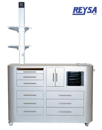 Mueble para instrumental con torre y dos placas y mariposa de 1.30 m